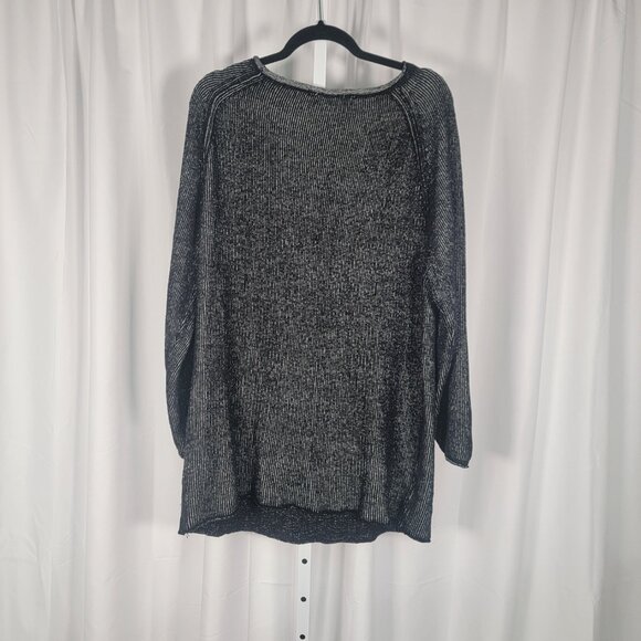FREE PEOPLE Lenox Ribbed Tunic Sweater Black Onyx Size M Oversized Relaxed Fit - Picture 2 of 9